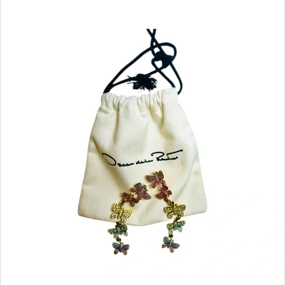 Oscar de la Renta Multicolored Pave Crystals Butterfly Earrings